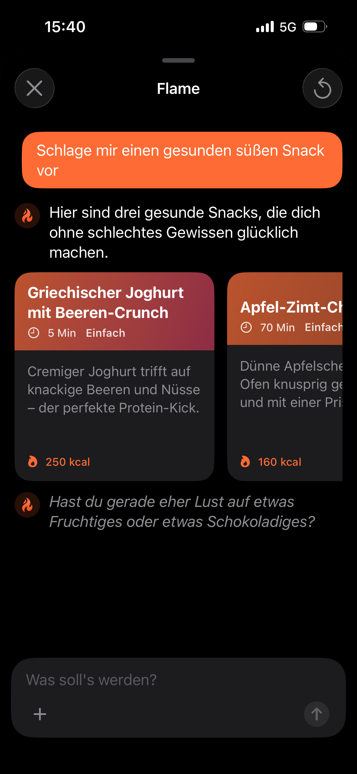 Flamiq App: AI-gestützte Rezeptvorschläge im Flame Chat