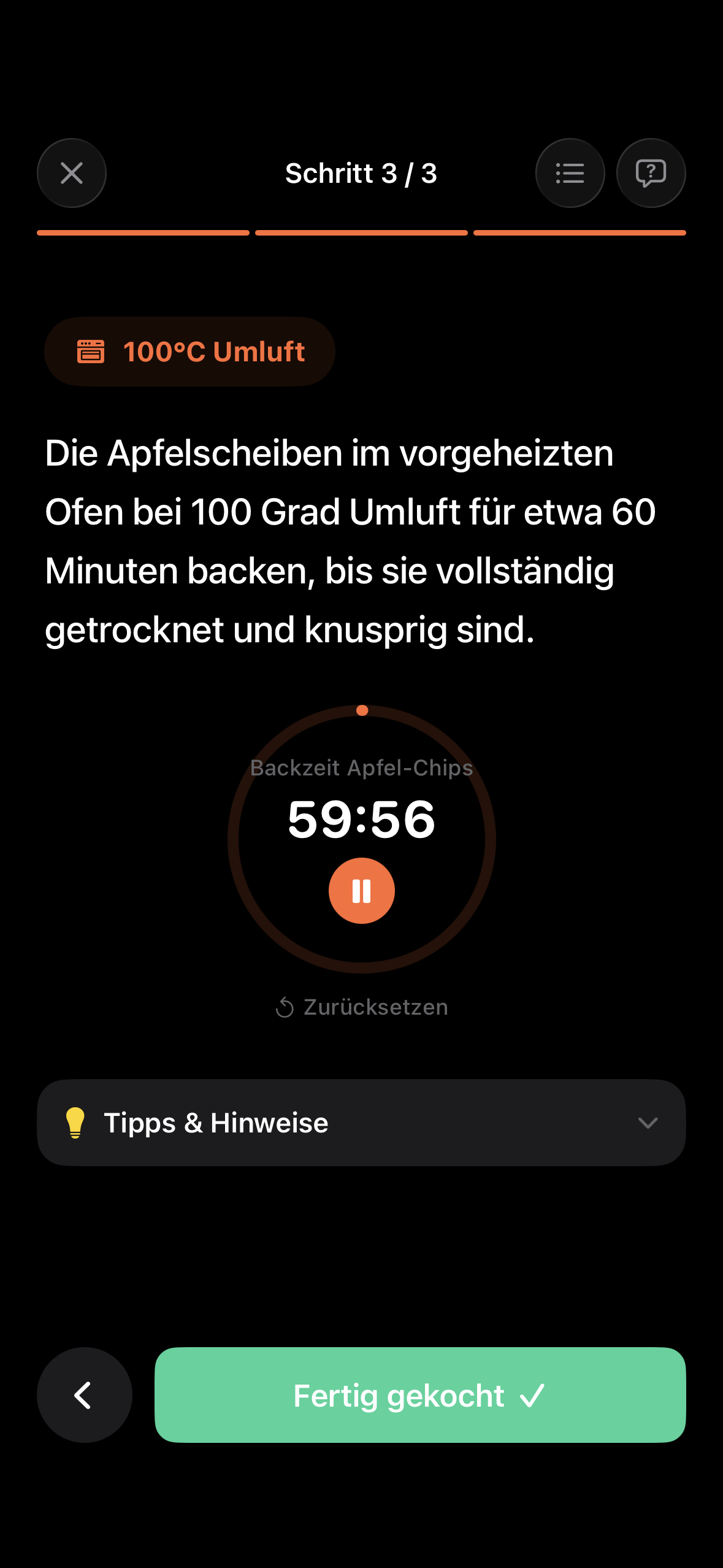 Flamiq Kochmodus: Integrierte Timer und Live-Tipps beim Kochen
